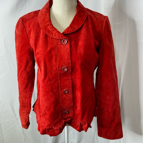 Vintage Christopher & Banks red suede leather jacket large - Picture 1 of 10